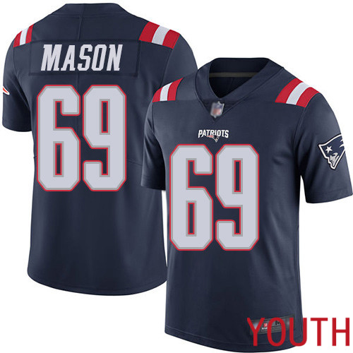 New England Patriots Football #69 Rush Vapor Untouchable Limited Navy Blue Youth Shaq Mason NFL Jersey